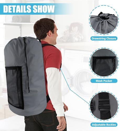 Olosar Laundry Bag Backpack, Extra Large Travel Laundry Bag - Image 4