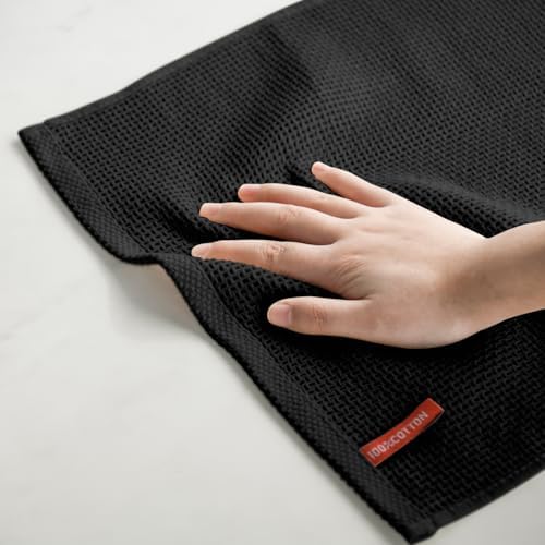 Artoid Mode 100% Cotton Black Waffle Weave Kitchen Dish Cloths, 12x12 Inch - Image 5
