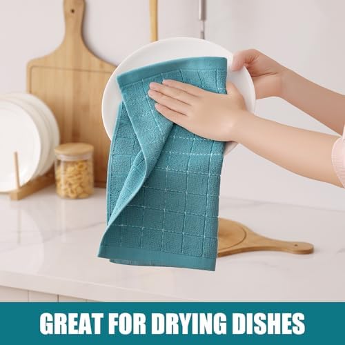 Homaxy 100% Cotton Terry Kitchen Dish Cloths, 6 Pack, Lake Blue - Image 4