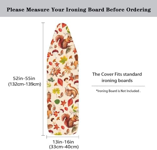 Fall Ironing Board Cover and Pad Squirrel Maple Leaves Standard Size Ironing - Image 5