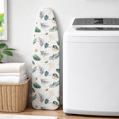 Ironing Board Cover and Pad, Thick Scorch Resistant Padding Green Leaves Print - Image 7