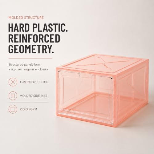Pink Magnetic Closure Multi-Purpose Storage Box Thickened Rigid Stackable Shoe - Image 4