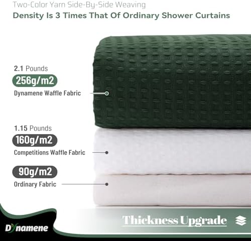 Dynamene Stall Waffle Shower Curtain 256 GSM Heavy Fabric 54x78 Dark Green - Image 6