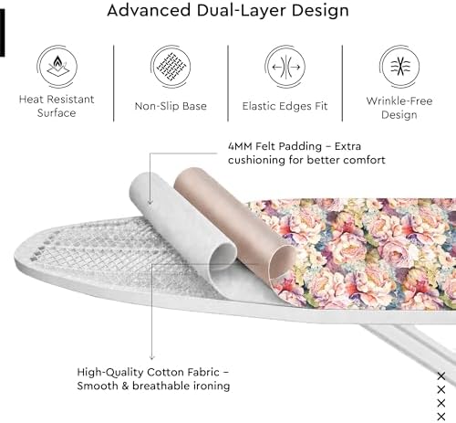 Encasa XO Padded Ironing Board Cover and Pad 49"x18" Wildflowers - Image 5