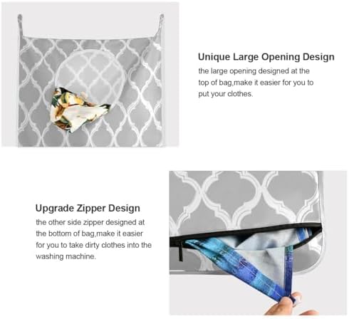 2PCS Hanging Laundry Hamper Bag Over the Door Laundry Hamper Wall Hamper Large - Image 4