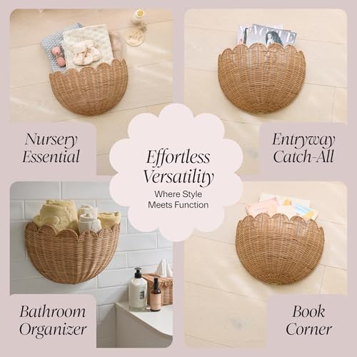 BEBE BASK The Original Scalloped Wicker Wall Basket – Set of 2 - Image 6