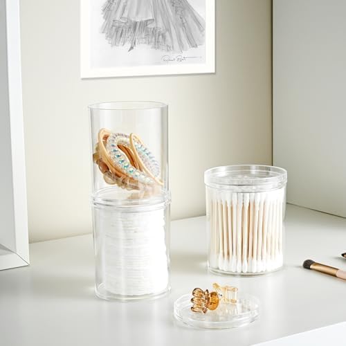 SheeChung 2 Pack 10oz Stackable Clear Qtip Holder - Image 5