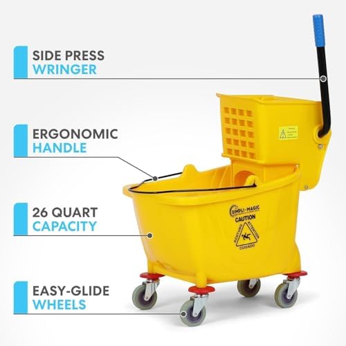 SIMPLI-Magic Side Press Wringer Combo Commercial Mop Bucket on Wheels, 35 Quart - Image 3