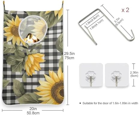 2PCS Hanging Laundry Hamper Bag Over the Door Laundry Hamper Wall Hamper Large - Image 3