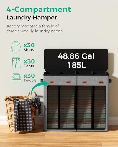 185L Laundry Hamper 4 Section - Image 5