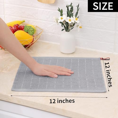 Homaxy 100% Cotton Terry Kitchen Dish Cloths, 7 Pack, Light Grey - Image 5