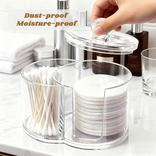 Cotton Swab & Pad Holder with Dustproof Lid, Dual-Compartment Organizer - Image 6