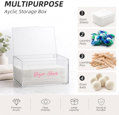 Acrylic Dryer Ball Holder Dispenser Container, Bonus Pink Labels Included - Image 3