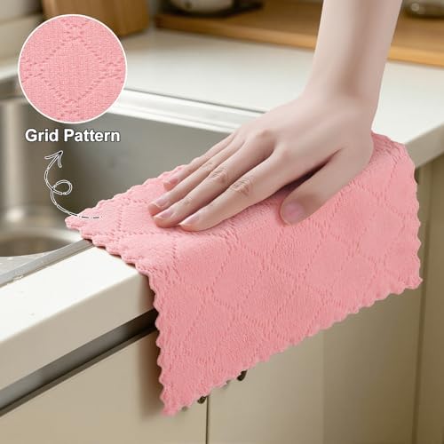 Homaxy Super Soft Absorbent 12 Pack Coral Velvet Dish Cloths - Image 4