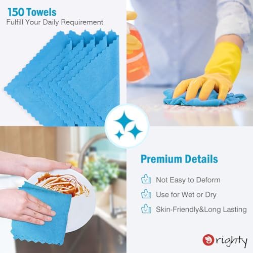 Orighty Microfiber Cleaning Cloth Bulk, 150 Pack Shop Towels 12x12 in - Image 5