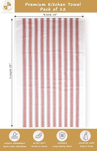 Pack of 12 Cotton Kitchen Towels Set, Dish Towels, Cleaning Rags, Kitchen Dish - Image 4
