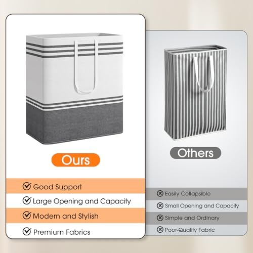 2 Pack Large Home Laundry Basket, Laundry Hamper, Freestanding Waterproof Dirty - Image 5