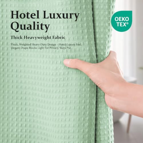Dynamene Waffle Shower Curtain 256 GSM Heavy Duty Fabric 72" x72 Mint Green - Image 5