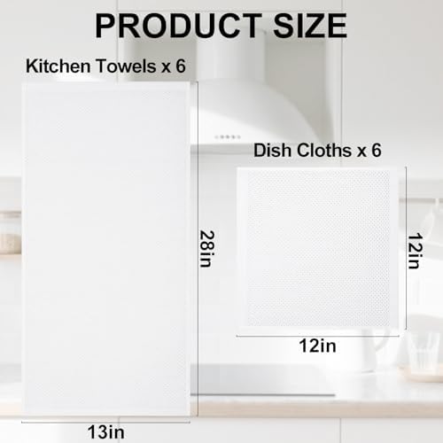 Homaxy 12 Pack 100% Cotton Kitchen Towels and Dishcloths Set - Image 4