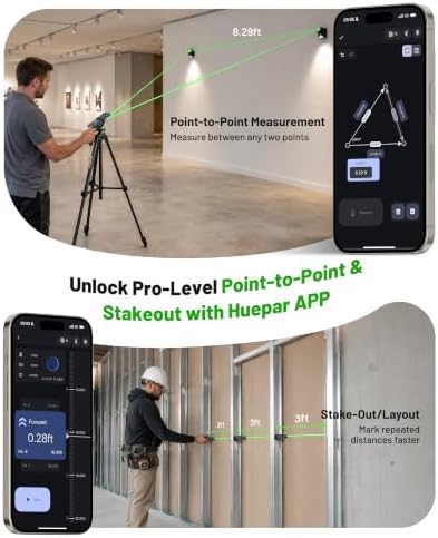 Huepar 2026 Upgraded Dual Laser Measuring Tool 395Ft, Phone App - Image 4