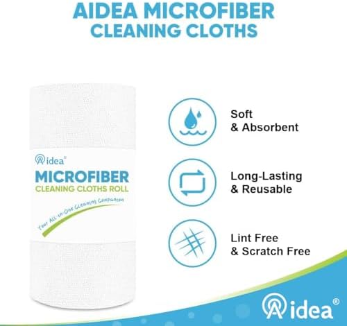 AIDEA White Microfiber Cleaning Cloth Roll-50PK, Cleaning Rags 11.5"×11.5" - Image 4