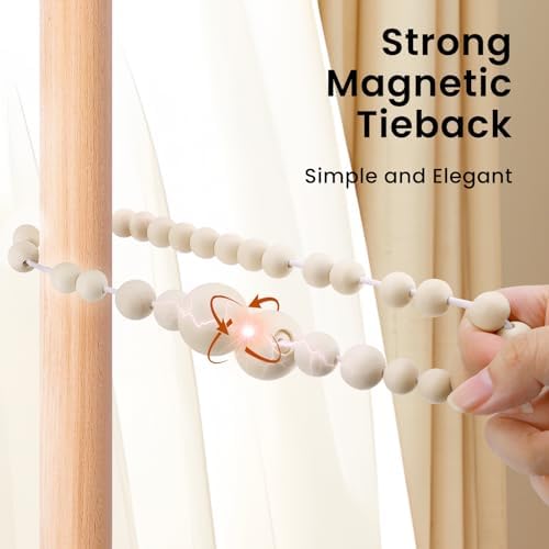 KLOGTSIND Magnetic Curtain Tiebacks, 6 Pack Wood Bead Curtain Holdbacks - Image 6