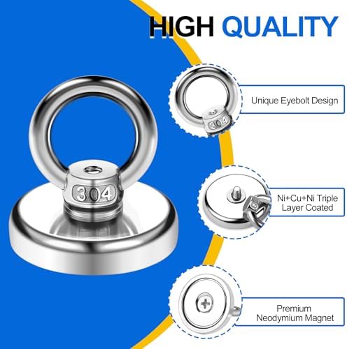 DIYMAG Magnetic Hooks with Countersunk Hole Eyebolt 60LBS 6 Pack - Image 3