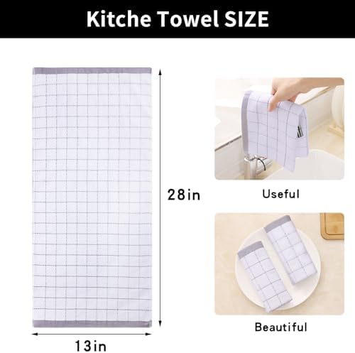 Homaxy 100% Cotton Terry Kitchen Towels, 12 Pack - Image 5