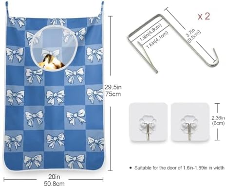 2PCS Hanging Laundry Hamper Bag Over the Door Laundry Hamper Wall Hamper Large - Image 3