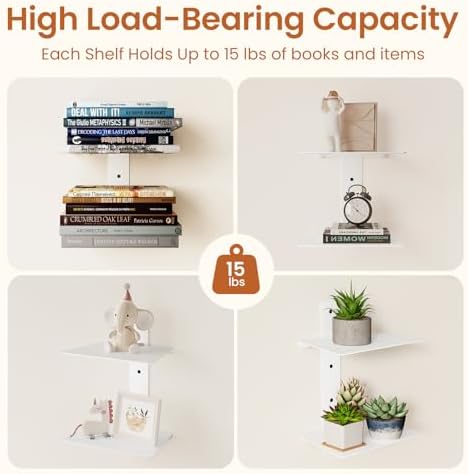 Wawocs Invisible Bookshelves for Wall, 6 Tier Floating Bookshelf Made of Heavy - Image 3