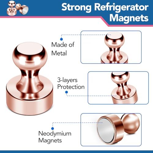 LOVIMAG Fridge Magnets 18Pcs for Refrigerator Whiteboard, Rose Gold - Image 6