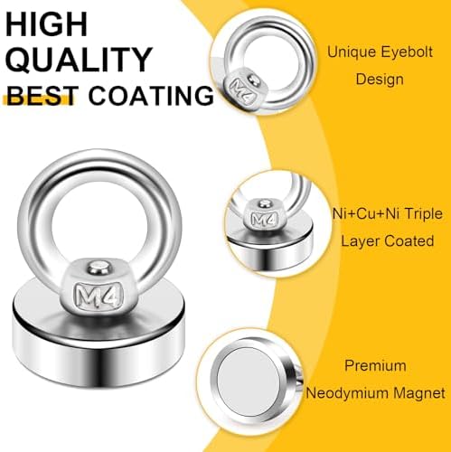 DIYMAG Magnetic Hooks with Countersunk Hole Eyebolt 40LBS 6 Pack - Image 3