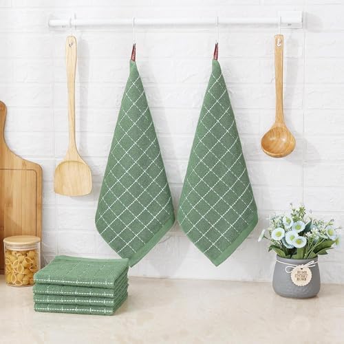 Homaxy 100% Cotton Terry Kitchen Dish Cloths, 4 Pack, Grass Green - Image 6