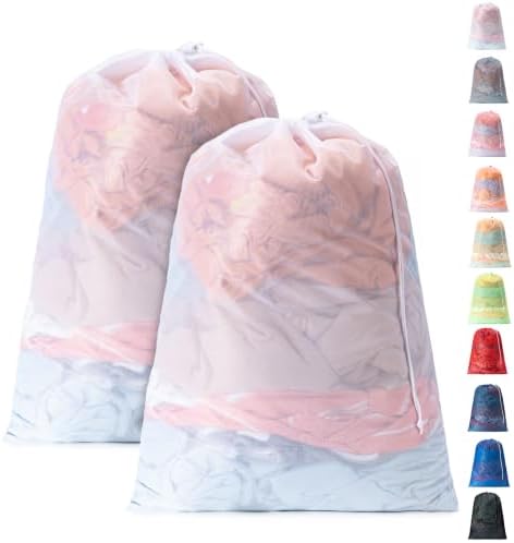 2 Pack Mesh Travel Laundry Bag 24" x 36"Extra Large Dirty Clothes Organizer by Unknown