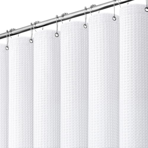 Dynamene Stall Waffle Shower Curtain 256 GSM Heavy Fabric 60x84 White by Dynamene