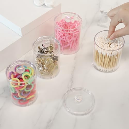 6 Pack Acrylic Qtip Holder Dispenser, Canisters Apothecary Jar Set - Image 7