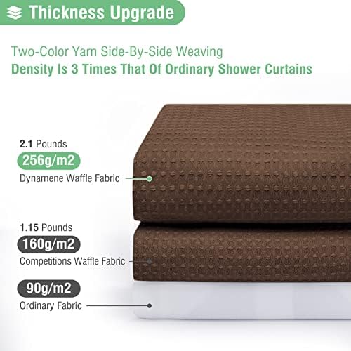 Dynamene Extra Long Waffle Shower Curtain 256 GSM Fabric 72x90 Brown - Image 4