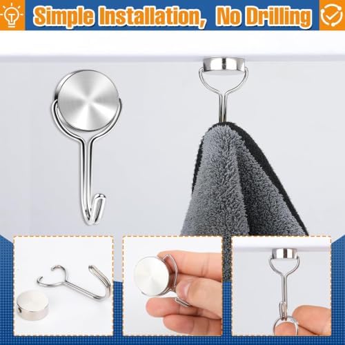 TRYMAG 30LBS Strong Magnetic Hooks, 30 Pack Heavy Duty Swivel Magnet Hooks - Image 5