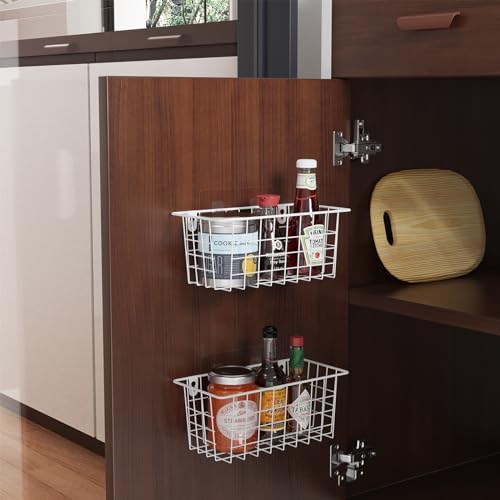 MaraFansie Hanging Wire Baskets Kitchen Storage Basket Adhesive and Screws - Image 3