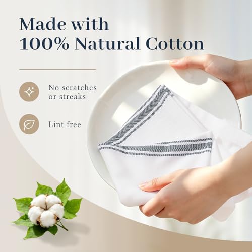 Homaxy 100% Ring Spun Cotton Kitchen Towels 6 Pack, Slate Gray Stripe - Image 2