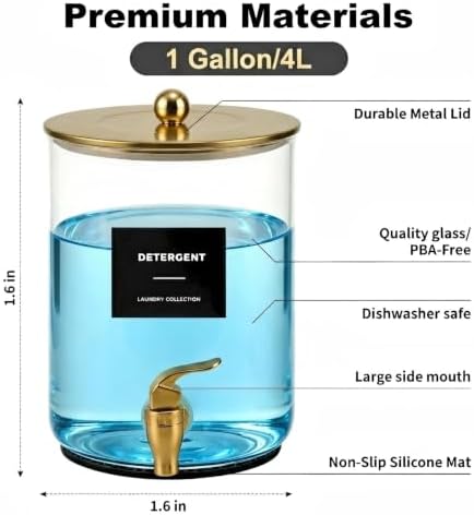 Glass Laundry Detergent Dispenser, 1 Gallon Large Liquid Soap 2 Pack - Image 5