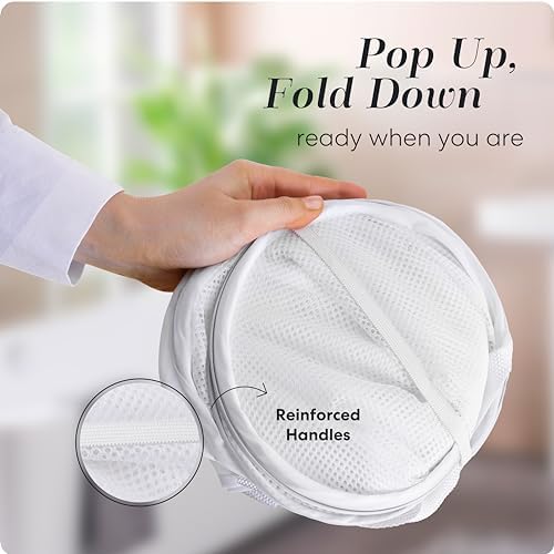 Handy Laundry Collapsible Laundry Basket, 2-Compartment Mesh Hamper – Foldable - Image 3