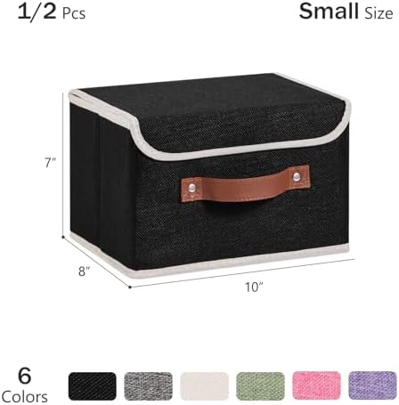 Storage Bins Box with Lids Decorative Cotton Linen Fabric Baskets - Image 3