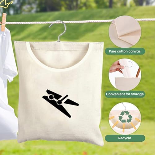 Laundry Clothespin Bag, 12 x 11 in Hang on Line Clothes Pin Hanging Bag - Image 2
