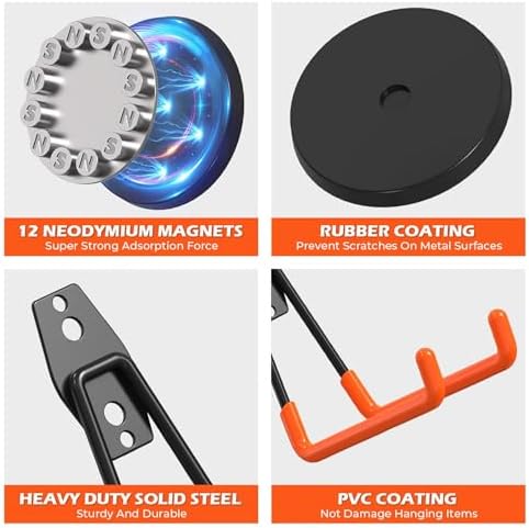 4Pcs Large Magnetic Hooks Heavy Duty Strong Magnet Hooks Heavy Duty Garage - Image 4