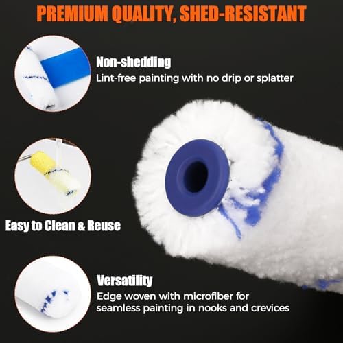 100pcs 4 Inch Microfiber Paint Roller Covers 1/3" Nap, Non-Shedding - Image 3
