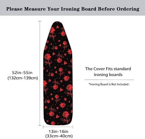 Red Rose Ironing Board Cover, Love Heart Flower Applicable Standard Size Iron - Image 5
