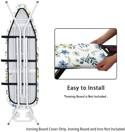 Blue Flower Ironing Board Cover and Pad Standard Size Iron Board Dustproof - Image 4