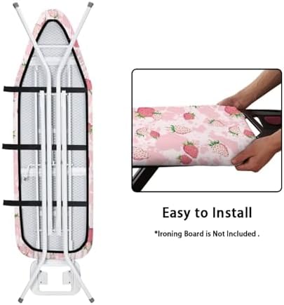 Pink Strawberry Padding Ironing Board Covers Easy to Install Stain Resistant - Image 4