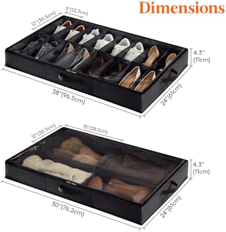 Lifewit Under Bed Shoe Storage Organizer 1 Pack, 4.3 Inches Profile Fabric - Image 3